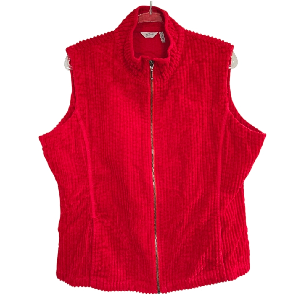 Vintage Woolrich Kinsdale Red Corduroy Vest Size XL Zip Up Cabincore Cowgirl